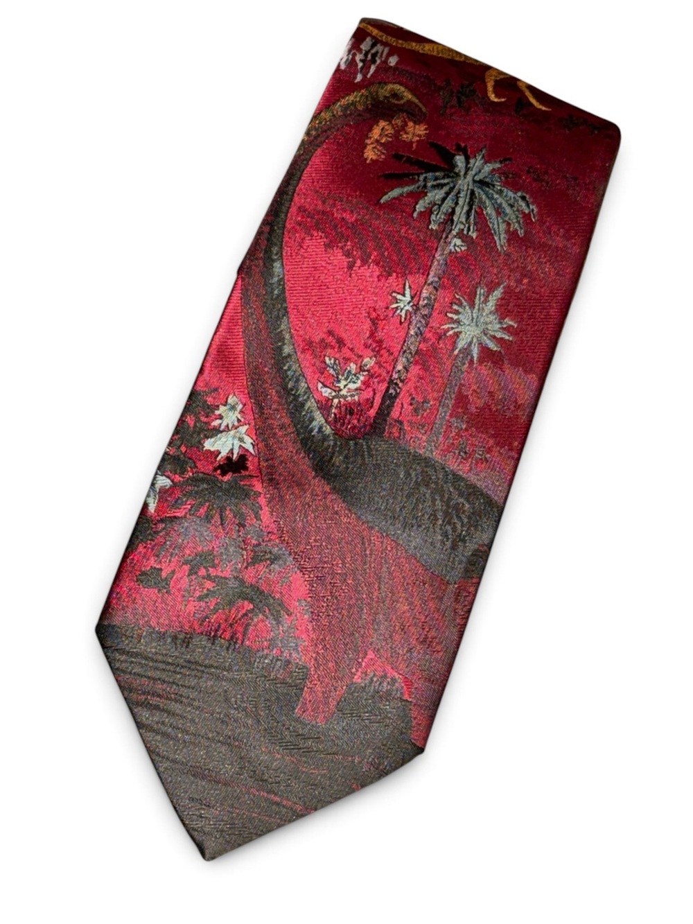 BOTANY 500 Dark Red DINOSAUR PRINT NECKTIE TIE